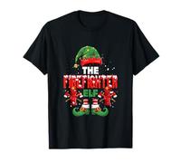 The Firefighter Elf Christmas Costume Elf Hat Shoes Job Team T-Shirt