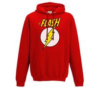 The Flash - Felpa Con Cappuccio (Unisex-Xl) (Fire Red)