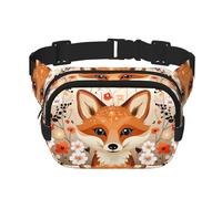 The Fox in the Bush Printed Fashion Crossbody Bag Hiking Waist Bag Square Double Layer Travel and Fitness Shoulder Bag