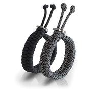 The Friendly Swede 2 Stück Freundschaftsarmband aus Paracord mit Metallverschluss und Verstellbarer Größe (Schwarz Reflektierende)