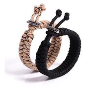 The Friendly Swede 2 Stück Freundschaftsarmband aus Paracord mit Metallverschluss und Verstellbarer Größe (Schwarz und Desert Camo)