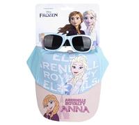 The Geeky Pop Die Eiskönigin Mädchen Set - Baseball Cap + Sonnenbrille - Elsa & Anna - Einheitsgröße 5-12 Jahre - UV-Schutz - Hellblau/Rosa