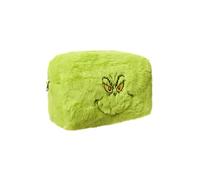 The Grinch Makeup Bag | Ladies Green Cosmetic Pouch with Grinch Character Face | Adults & Teens Travel Beauty Case | Classic Cartoon Movie Merchandise Gift