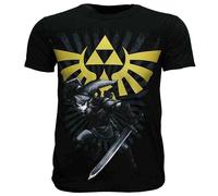The Legend of Zelda Link mit goldenem Hyrule-Wappen-Logo-T-Shirt XXL Schwarz