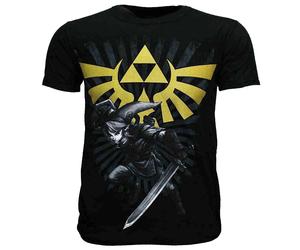 The Legend of Zelda Link mit goldenem Hyrule-Wappen-Logo-T-Shirt XXL Schwarz