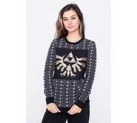 The Legend Of Zelda - Tri-Force Glitter Xmas Knit - Pullover - Schwarz - XL - 100% Polyester Schwarz XL