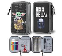 The Mandalorian Federmappe, gefüllt, für Kinder, Filz- und Bleistift, doppeltes Fach, Schulbedarf, Geschenk, Schulanfang, Star Wars Baby Yoda