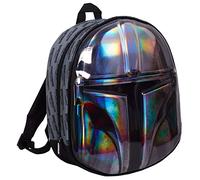The Mandalorian Helmtasche, offizieller Star Wars 3D-Metallic-Rucksack für Kinder, Schulrucksack, Lunchtasche, silber, One size