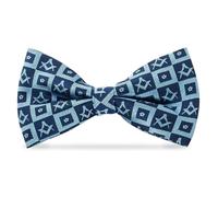 THE MASONIC COLLECTION - Fliege aus 100% Seide mit Forget Flower Design - Quadrat- und Zirkel-Design - Handgefertigt - Einfach verstellbarer Clip - Freimaurer-Geschenk für Männer