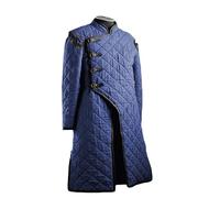 THE MEDIEVALS Dick gepolsterter Gambeson-Mantel, Aketon, volle Länge, Jacke, Rüstung, Kostüme, Kleid, SCA, Marineblau, XXL