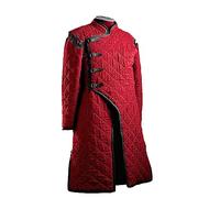 THE MEDIEVALS Dick gepolsterter Gambeson-Mantel, Aketon, volle Länge, Jacke, Rüstung, Kostüme, Kleid, SCA, Rot/Ausflug, einfarbig (Getaway Solids), XXL
