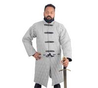 THE MEDIEVALS Dicke gepolsterte volle Ärmel Gambeson Mantel Aketon Jacke Rüstung, Baumwollgewebe, Weiss/opulenter Garten, 4X-Large