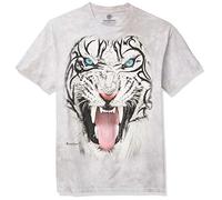 The Mountain Big Face Tribal W Tiger Erwachsenen-T-Shirt, Grau, 2XL