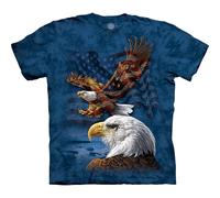 The Mountain Eagle Flag Collage Adult T-Shirt, Blue, 3XL