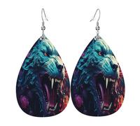The Mountain Lion Damen Teardrop Leder Ohrringe - Leichte PVC Dangle Ohrringe 925 Silber Haken Doppelseitige Drucke | Hypoallergenes Geschenk
