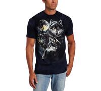 The Mountain Moon Wolves Collage T-Shirt für Erwachsene, Blau, Größe L