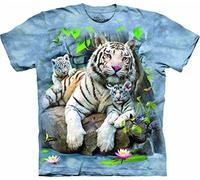 The Mountain T-Shirt für Erwachsene, Motiv White Tigers of Bengal, Blau, Größe XXL