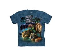 The Mountain T-Shirt für Mädchen, große Katzen, Dschungel, blau, L