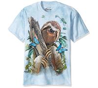 The Mountain T-Shirt mit Faultier und Schmetterlingen - Blau - Mittel