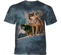 The Mountain Unisex-Erwachsene Wolf Couple Sunset T-Shirt, blau, Klein