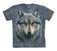 The Mountain Warrior Wolf Adult T-Shirt, Grey and Blue, Large
