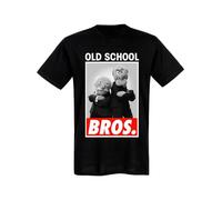 The Muppets Old School Bros. Herren T-Shirt schwarz, Rundhals, Motiv einseitig, ohne Kragen, gerade, Kurzarm, Größe:L