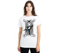 The Nightmare Before Christmas Jack Skellington Frame Ladies T Shirt, White, Large