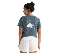 The North Face - Damen Monte Regular Grafik T-Shirt - Weicher Baumwoll- und Polyester-Mix - Vorder- und Rückseite mit wasserbasiertem Grafikdruck-Granite Grey, XL