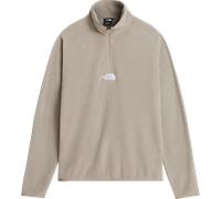 Fleecepullover THE NORTH FACE "M GLACIER 1/4 ZIP - EMBROIDERED LOGO", Herren, Gr. L, beige (stone slab), Fleece, Obermaterial: 100% Polyester, normal, Rundhals, angesetztes Bündchen, Sweatshirts Fleec
