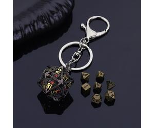 The Oracle's Vault - W20 Schlüsselanhänger mit Mini-Würfelset - Crimson Eye
