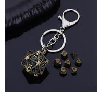 The Oracle's Vault - W20 Schlüsselanhänger mit Mini-Würfelset - Emerald Eye