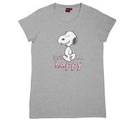 The Peanuts T-Shirt für Damen - Snoopy Oberteil Frauen Shirt Bigshirt Oversize Top Grau (as3, Alpha, s, Regular, Regular, S)