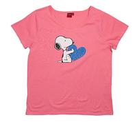The Peanuts T-Shirt für Damen - Snoopy Shirt Oberteil Frauen Top kurzärmlig Pink (M)
