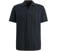 Kurzarmhemd PME LEGEND "Short Sleeve Shirt Yarn dye mattweave stripe", Herren, Gr. 3XL, N-Gr, schwarz (carbon), Web, Obermaterial: 60% Baumwolle, 40% Polyester, gestreift, regular fit normal, gerader 