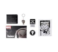 The Punisher Geschenkset, Geldbörse und Schlüsselanhänger, Unisex, PU-Leder, Schwarz, mit Totenkopf-Gravur und Metall-Schlüsselanhänger, offizielles Lizenzprodukt von Marvel, Einheitsgröße, für den