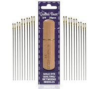 The Quilted Bear Gold Eye Betweens Nadeln Set 3/9-20 Betweens Handsteppnadeln in einem hochwertigen, gravierten Holzetui zum Quilten und Nähen (Größe 3/9)