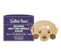 The Quilted Bear Holzstricknadelmessgerät - Strickmessgerät für genaue Nadelmessungen mit metrischen & imperialen Größen 0,7mm bis 15mm & US 6-0 bis 19 in verschiedenen lustigen Designs (Hund)