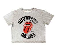 The Rolling Stones Crop Top T Shirt Tour 78 Band Logo Nue offiziell Damen Grau M