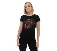 The Rolling Stones Damen T-Shirt Classic Tongue, Schwarz (Black), XL