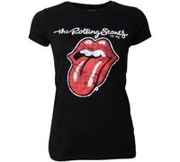 The Rolling Stones - Damen T-Shirt Plastered Tongue - schwarz M
