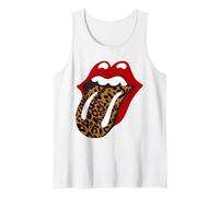The Rolling Stones Klassische Leopardenzunge Tank Top, Schwarz, S, Unisex, Ärmellos, Tank Top, Erwachsene, Rolling Stones Fans