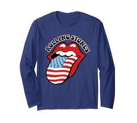 The Rolling Stones USA Zunge Langarmshirt, Unisex für Erwachsene, Marineblau, L