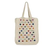 The Sak Lanie Market Tote Purse - Handgehäkelte Damenhandtasche für Alltag & Reise - Große Tote mit Schultertaschenriemen, Natürliche bunte Blumen, Large