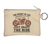 The Secret of Life Just Enjoy The Ride Schlüsselanhänger Münzbörse Beige