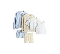 THE SET Mädchen Jersey-Bomberjacke, Rundhalssweatshirt, Oversized-T-Shirt, geripptes Top und Radlershorts, 6-teiliges Set