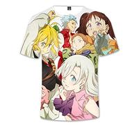 The Seven Deadly Sins: Wrath of the Gods Anime Meliodas/Elizabeth Liones Buntes 3D-Druckmuster Casual Polyester T-Shirts XS-2XL, Typ5, M
