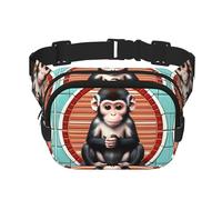 The Silent Monkey bedruckte modische Crossbody-Tasche, Wander-Hüfttasche, quadratisch, doppellagig, Reise- und Fitness-Umhängetasche