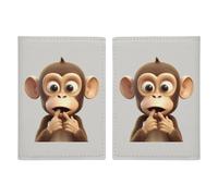 The Silent Monkey bedruckte Reisepasshülle, Reisepasshülle für Reisen, Reisepasskarten, Brieftaschenschutz, RFID-blockierend, Leder-Kartenetui für Damen und Herren, The Silent Monkey, The Silent