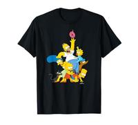The Simpsons - Unisex Erwachsene T-Shirt: Die Simpsons Familie Donut Reach - Schwarz, S