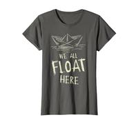 The SS Georgie Paper Boat We All Float Here Zitat T-Shirt, Damen, Anthrazit, XL